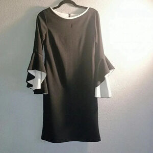 Shelby & Palmer Sheath Dress Size 8 Black and White Flare Sleeve Dressy Casual
